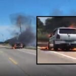 Carro fica destruído ao pegar fogo em Grussaí