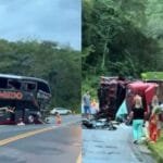 Vídeo: acidente com ônibus que retornava de Itaperuna, deixa três mortos e 26 feridos no ES